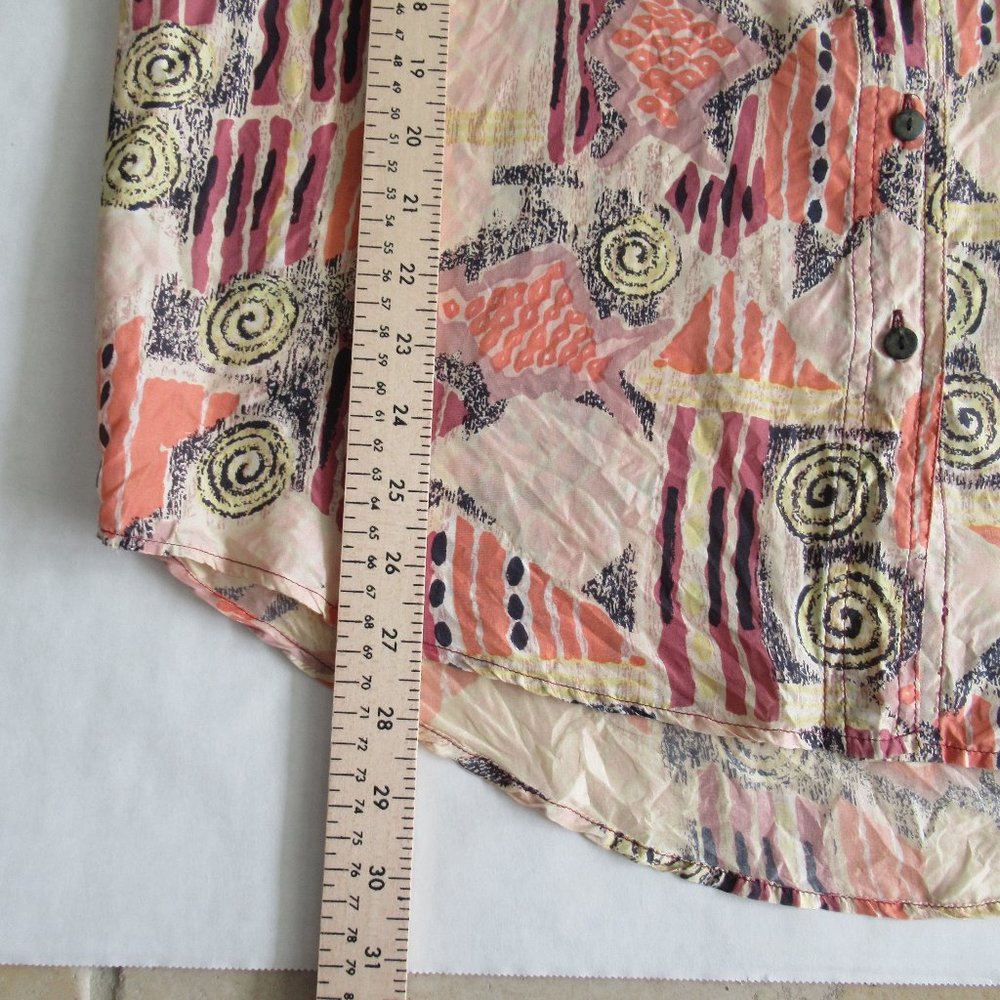 Men's WHISTLES Men's 100% Silk Shirt Sz Large Button Up Short Sleeve Multicolor - Picture 8 of 12